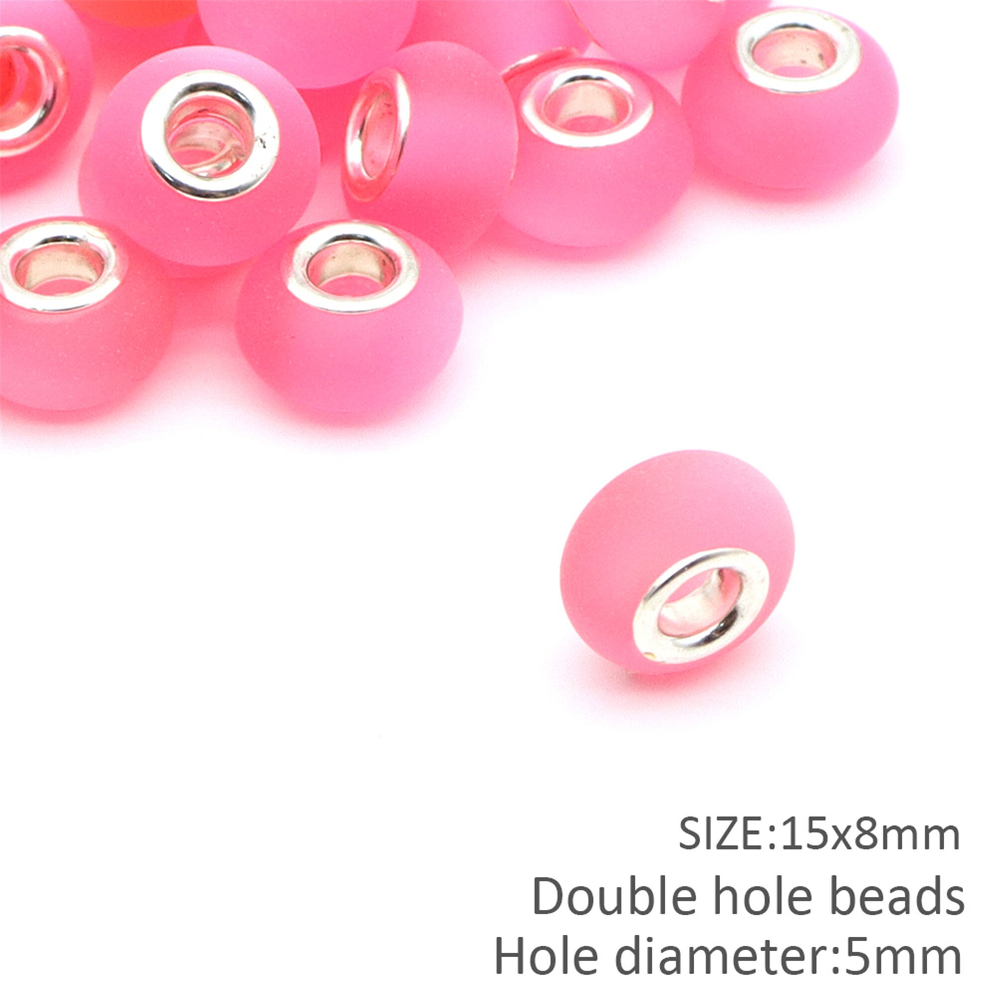 15x8mm European Round Beads Silver Double Cores Beads Etsy