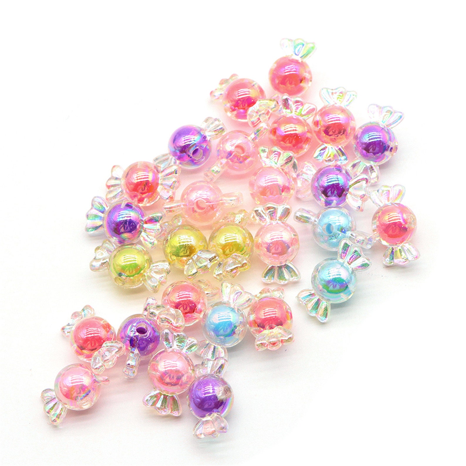 20 Gram Iridescent Candy Beads AB Pastel Color Candy Shape Etsy