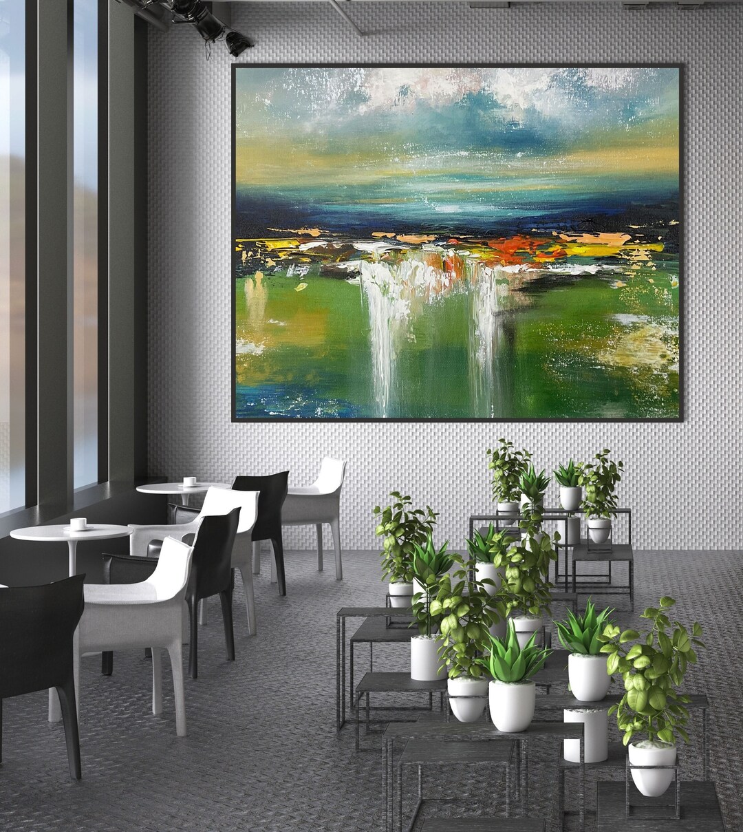 Green Abstract Oil Painting on Canvas Trendy Painting - Etsy