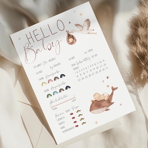 DIGITAL PARA DESCARGAR Baby Shower Game Card Guess Card Wishes Filling Card Set Baby Shower Boho, Rainbow Whale Boho