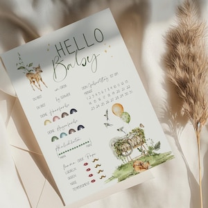 DOWNLOAD DIGITALE Baby Party Game Card Guess Card Wishes Fill-in Cards Set Baby Shower Boho, Rainbow, 2 Versioni per Bambina o Bambino