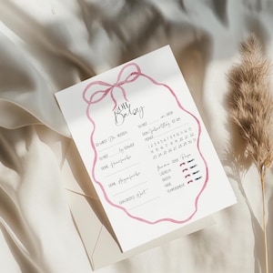 Babyparty Spiel Karte Ratekarte Wünsche Ausfüllkarten Set Babyshower Boho,Regenbogen schleife bow Classy schlicht