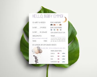 DIGITAL ZUM RUNTERLADEN  Babyparty Spiel Karte Ratekarte Wünsche Ausfüllkarten Set Babyshower Boho, Regenbogen, Mond