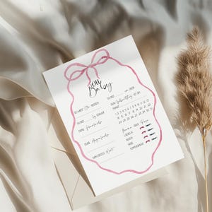 DIGITAL PARA DESCARGAR Baby Shower Game Card Guess Card Wishes Filling Card Set Baby Shower Boho, Rainbow Bow Bow Classy Simple
