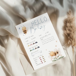 DIGITAAL TE DOWNLOADEN Baby shower spelkaart Guess Card wensen vulling kaartenset Baby douche Boho Rainbow bijen Bee Bee