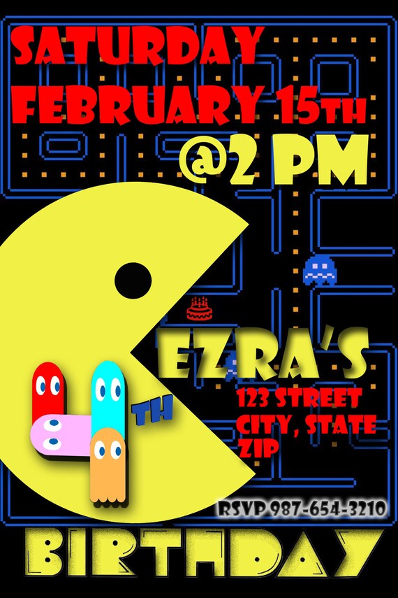 PAC-MAN Birthday Invitations - Etsy