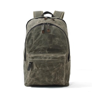 Canvas Backpack, Hiking Backpack, Adventure, Small Backpack, School Backpack, Backpack Men, Backpack Women, Travel Bag Gray-Green