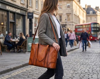 Elegant Leather Tote Bag: Large Everyday Women's Purse
