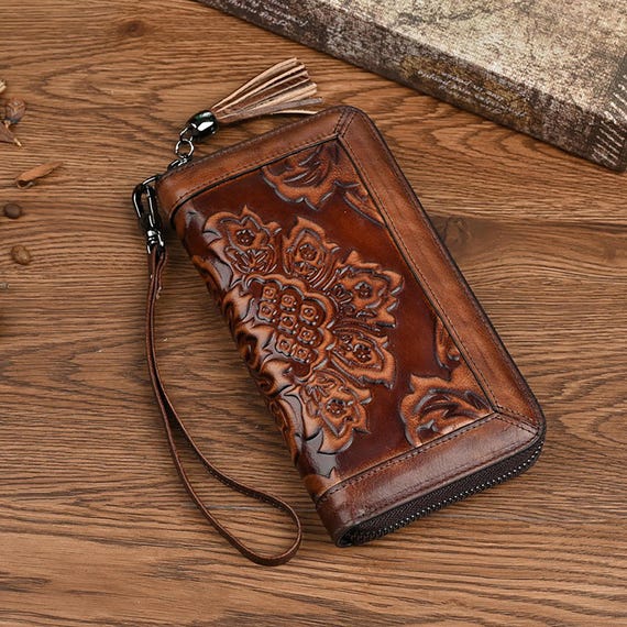 SENDEFN Portefeuille Femme Grande Capacité Avec Blocage RFID - Porte-Monnaie Cuir 16 Emplacements Cartes Et Pochette Zippée