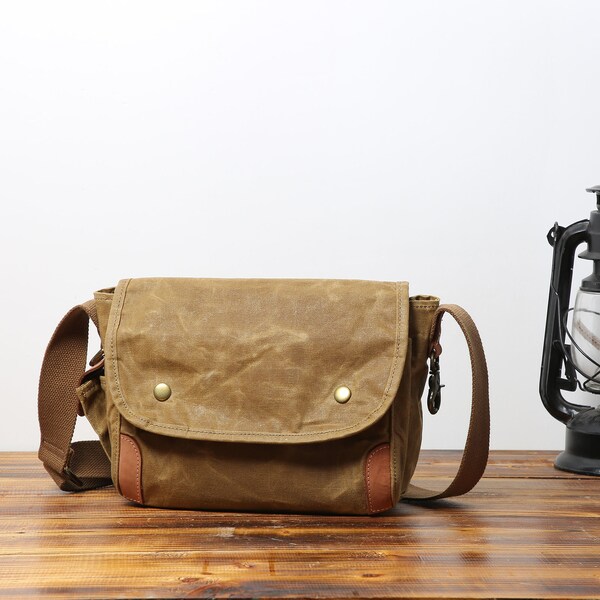 Gewaxte canvas messengertas, Vintage messengertas, Crossbody werktas, Vrouwen canvas werk Portemonnee, dagelijkse luiertas