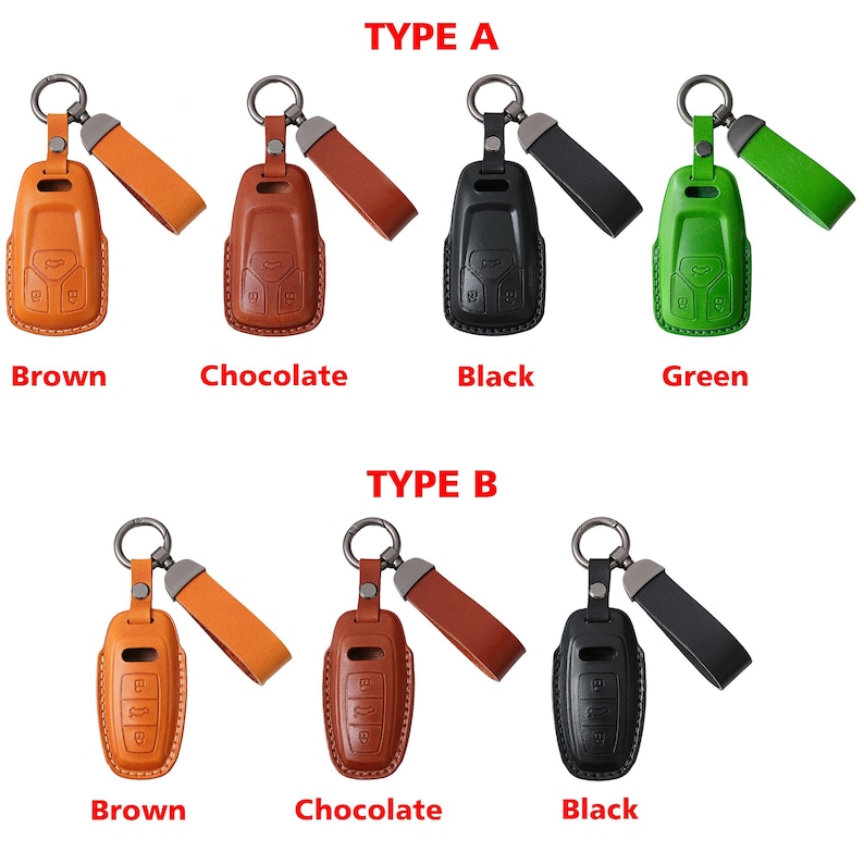 Handmade Leather Car Key Fob Cover for Audi image 3