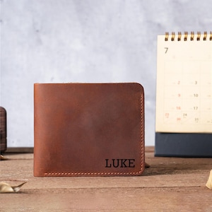 Christmas Gift for Him, Engraved Genuine Leather Custom Wallet, Anniversary Gift For Him, Men, Father, Dad, Husband, Boyfriend