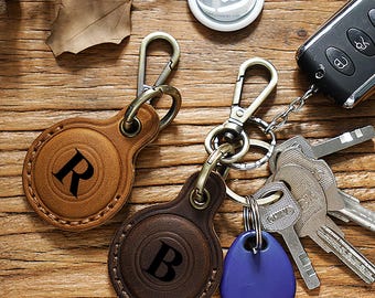 Custodia in pelle personalizzata per AirTag, portachiavi con AirTag inciso, localizzatore per collare per cani personalizzato, etichetta per bagaglio "Trova il mio", regalo di Natale per uomo