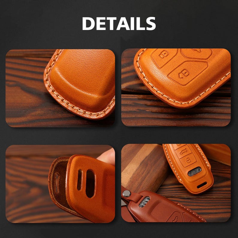 Handmade Leather Car Key Fob Cover for Audi image 4
