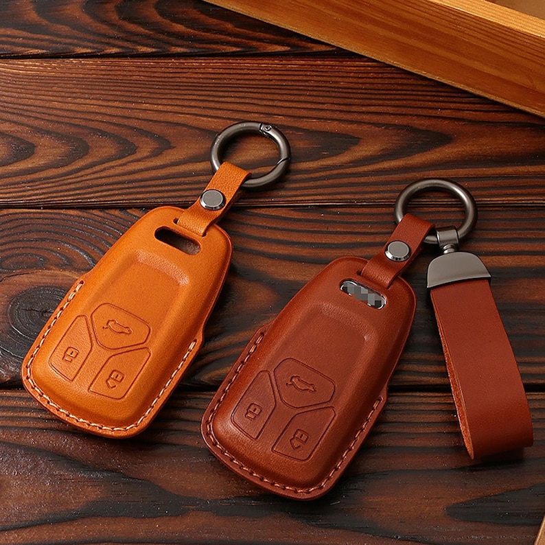 Handmade Leather Car Key Fob Cover for Audi image 9