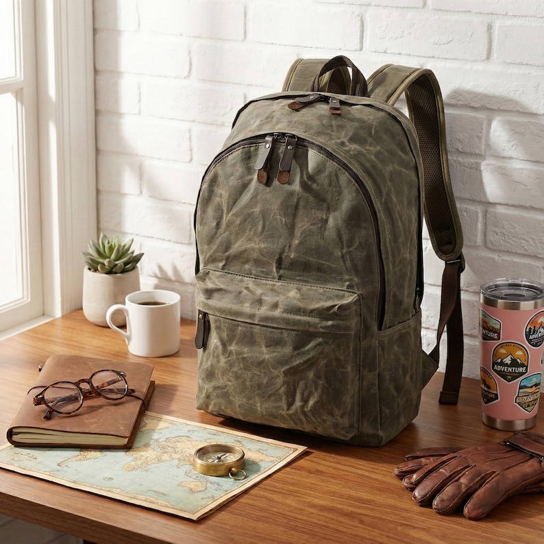 Canvas Backpack, Hiking Backpack, Adventure, Small Backpack, School Backpack, Backpack Men, Backpack Women, Travel Bag image 7