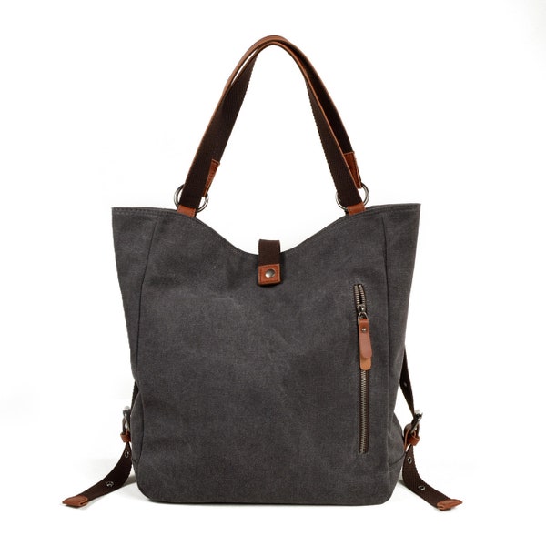 Women's Canvas Shoulder Bag and Backpack - Versatile, Lightweight, and Convenient