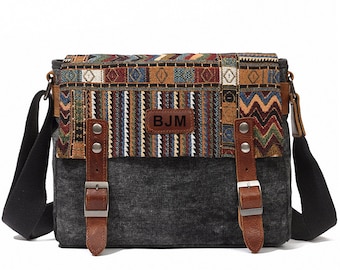 Boho canvas schoudertas: crossbody tas dames