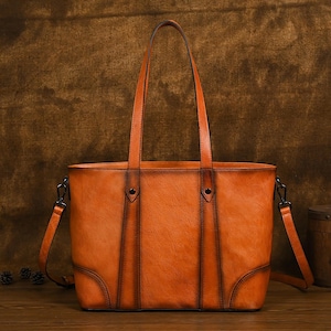 Elegant Leather Tote Bag | Large | Women&#39;s Everyday Purse | Gift for Her |  Ideal for Toiletries, Electronics, or Everyday Essentials!