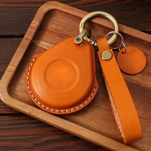 Harley key chain, Italian full-grain vegetable-tanned leather smart key fob cover, customizable with personalized initial embossment