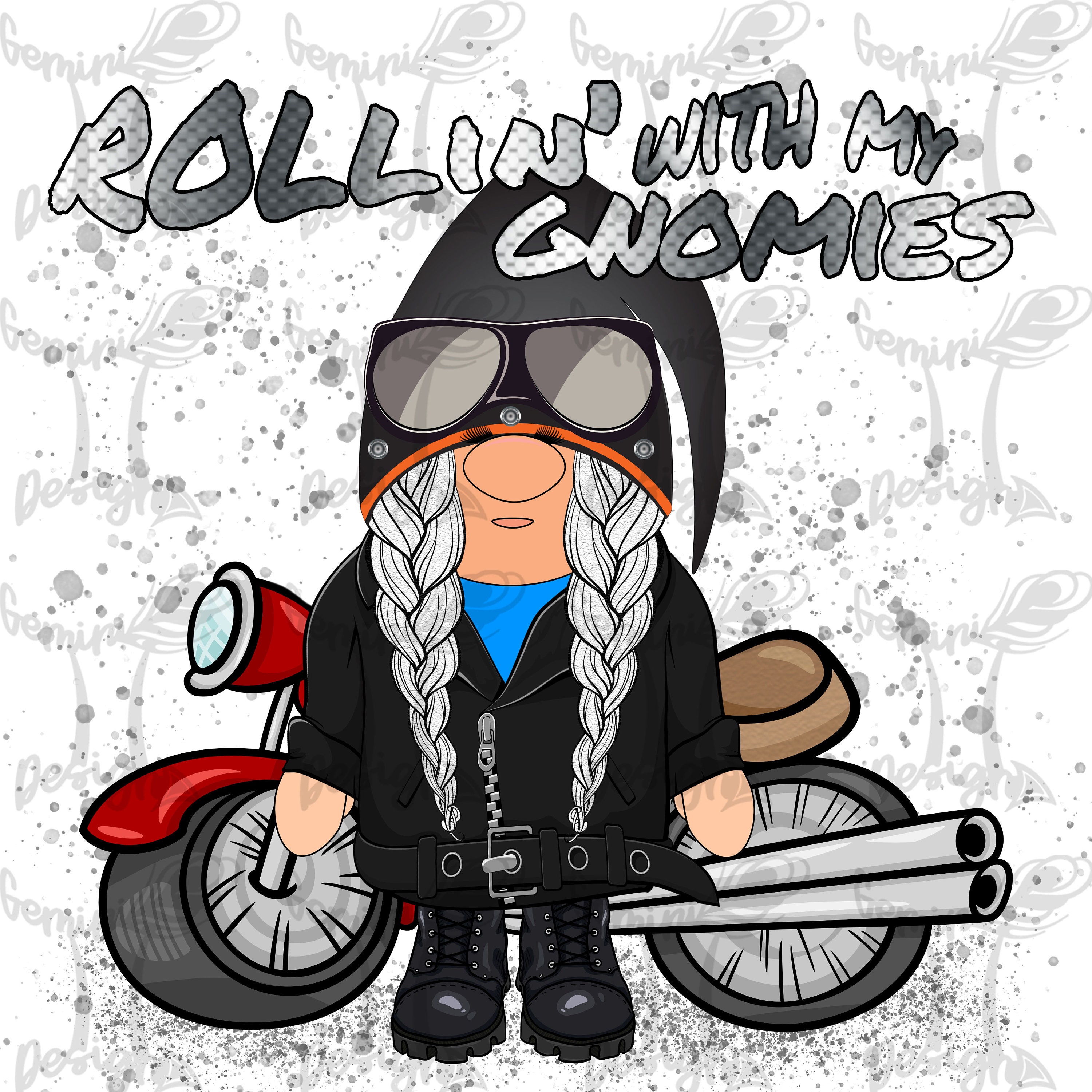 Motorcycle Gnome Female SUBLIMATION TRANSFER Ready to Etsy