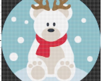 Winter Polar Bear Cross Stitch Pattern