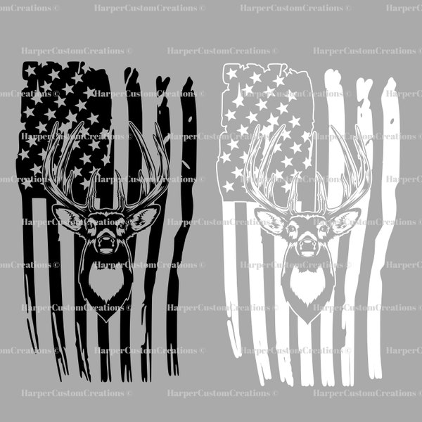 USA Deer SVG, Distressed American Flag Deer SVG, American Flag, Deer Shirt, Deer Hunting, Cutting file, Cricut, Silhouette, png, Sublimation