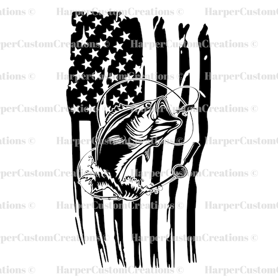 Distressed American Flag Bass Fishing SVG, Patriotic Fish Design (SVG & PNG) Distressed American Flag Bass Fishing SVG, Patriotic Fish Design (SVG & PNG)
