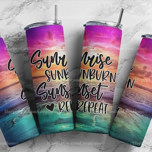 Sonnenaufgang Sonnenbrand Sonnenuntergang Wiederholung Tumbler Wrap Sublimation Design (PNG Digital Download)
