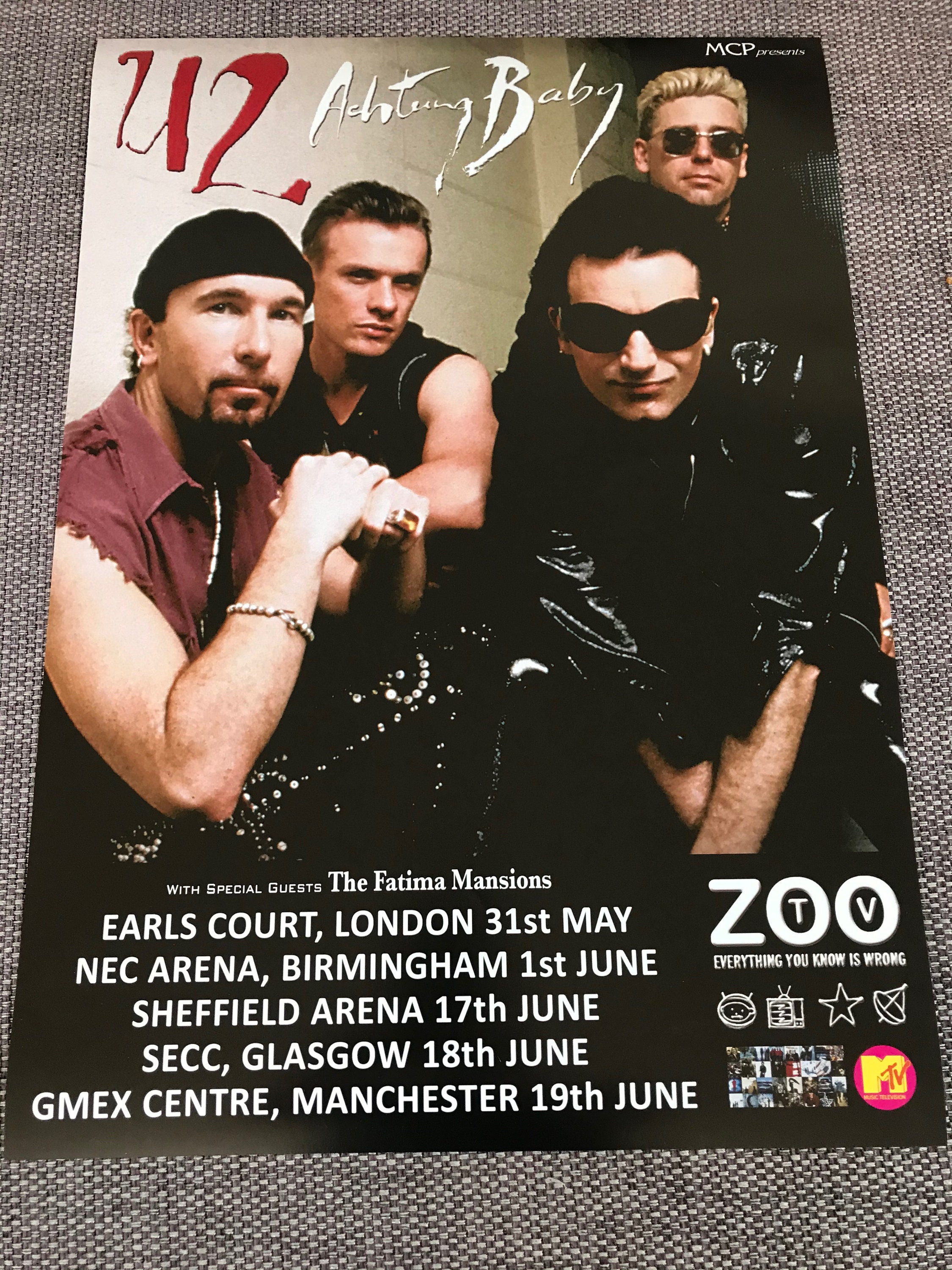 U2 Zoo TV Achtung Baby UK Tour Reproducción A2 Imprimir Etsy España
