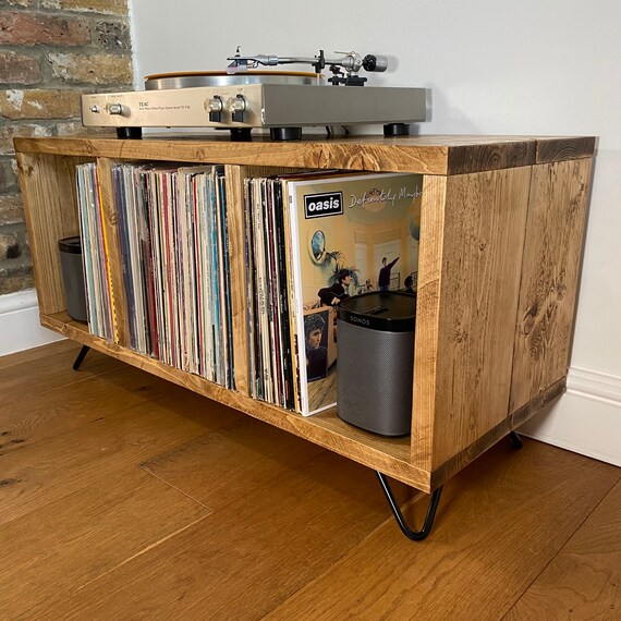 Rustic Record Player Stand / Vinyl With Storage Etsy UK
