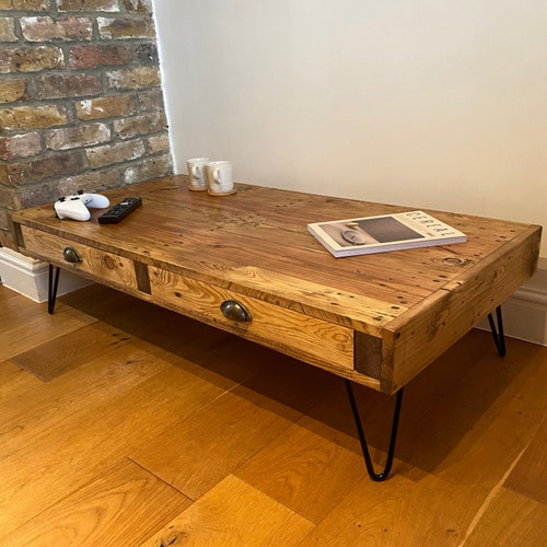 Large Handmade Rustic Coffee Table Sofa Table With Storage Etsy UK