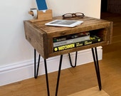 Handmade Rustic Side Table - End Table with storage made from Reclaimed Industrial Wood. Upcycled Pallet Furniture Range.