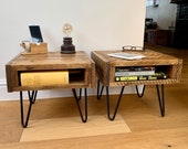 Pair of Handmade Rustic Bedside Tables - Nights Stands - Side Tables made from Reclaimed Industrial Wood. Upcycled Pallet Furniture Range.