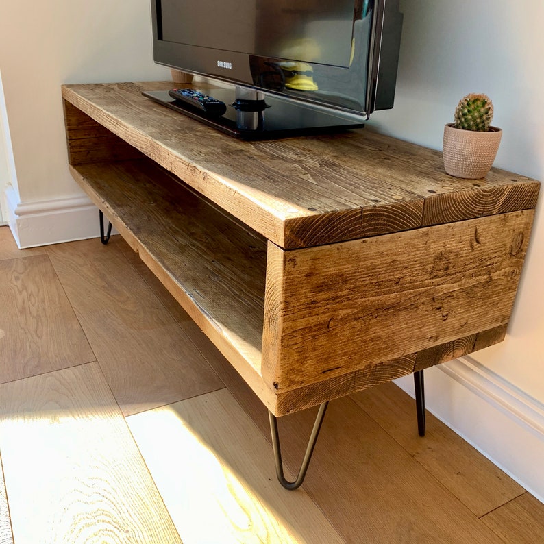 Rustic TV Stand Handmade Industrial Media Unit Made From Etsy