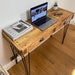 Handmade Narrow Writing Desk with Drawers - Rustic Computer Workstation - Office Bureau. Reclaimed/Upcycled Industrial Pallet Wood Furniture 