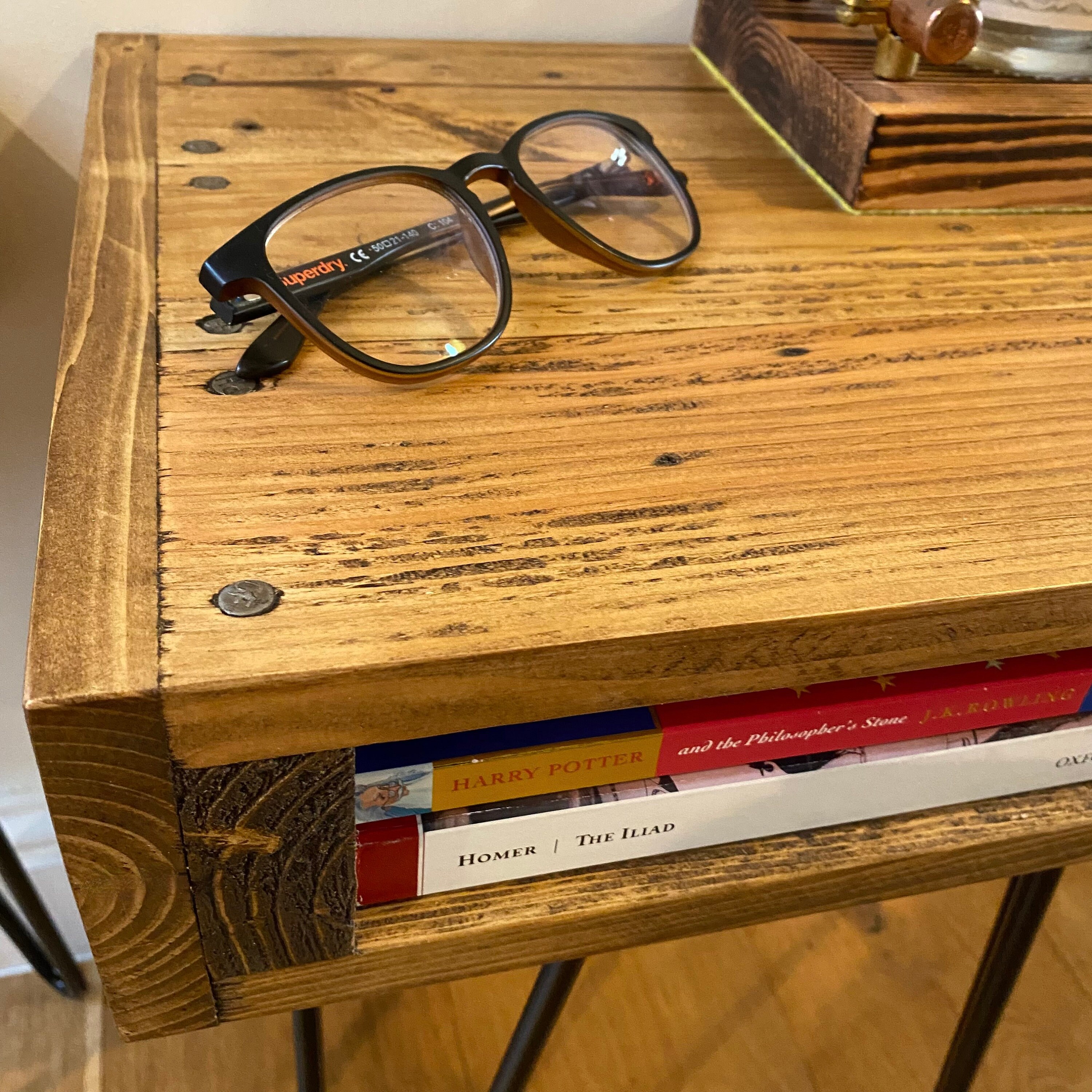 Handmade Rustic Side Table End Table With Storage Made From Etsy UK