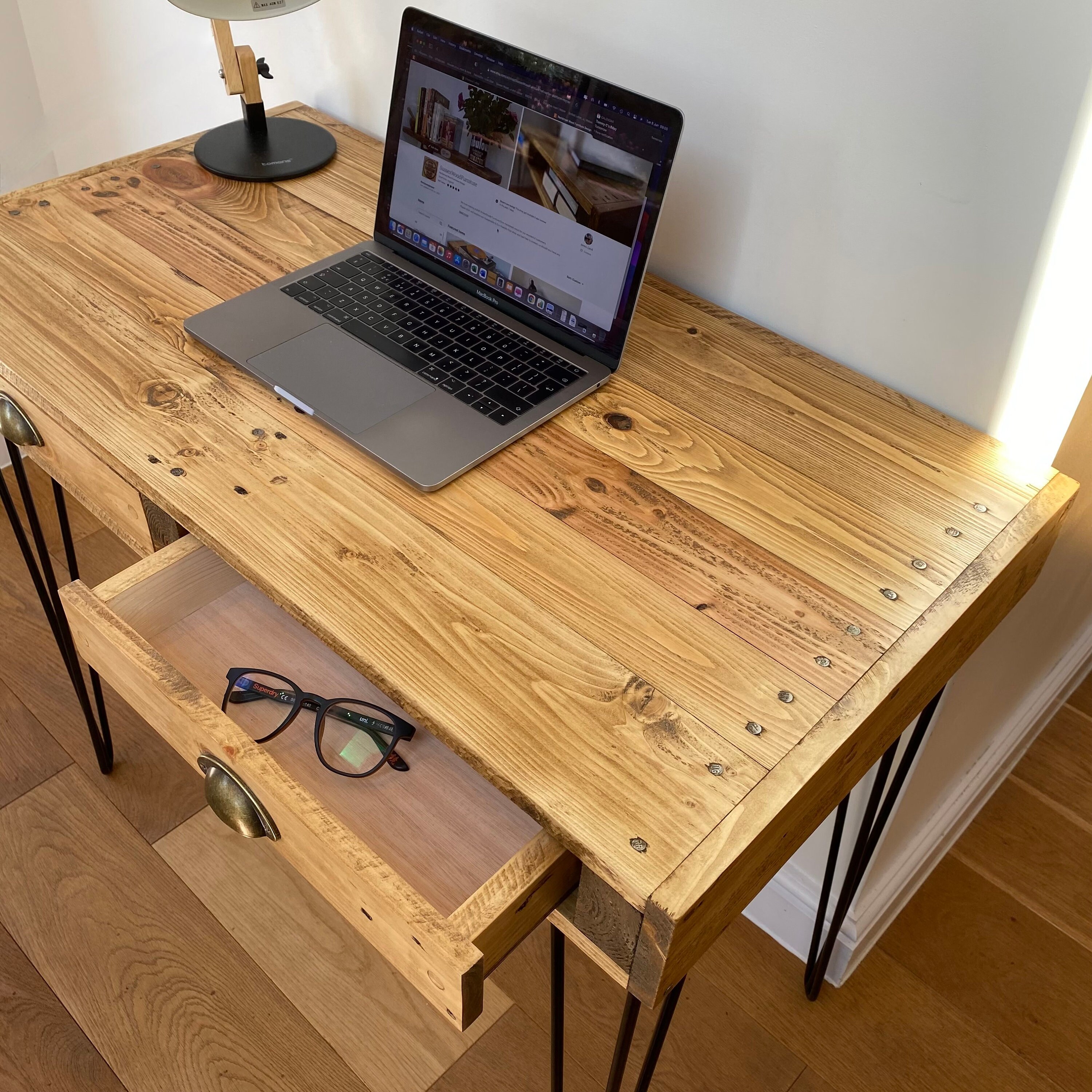 Wooden Rustic Desk With Drawers Handmade From Sustainable Etsy UK