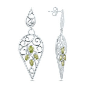 Natural Peridot Silver Earrings, 925 Sterling Silver Peridot Gemstone Earrings, Pear Peridot Cut Earrings, Handmade