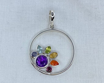 Multistone Amethyst, Garnet, Iolite, Citrine, Peridot Sterling Ring Multistone Amethyst, Garnet, Iolite, Citrine, Peridot Sterling Ring