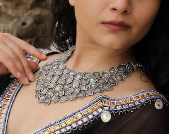 Bib Necklace, Statement Jewelry, Sterling Silver 925, Multiple