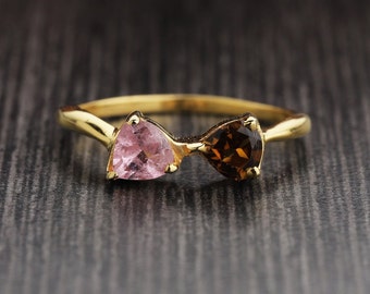 Tourmaline Gemstone Gold Plated Ring, October Birthstone Tourmaline Ring