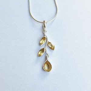 Natural Citrine Pendant - Leaf Citrine Pendant - Multi Citrine Pendant - Citrine Gemstone Pendant -  Citrine Silver Pendant