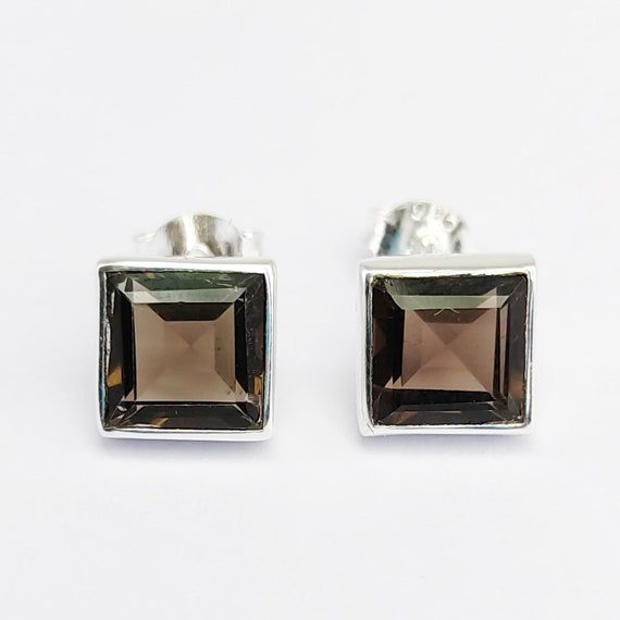 Smoky topaz stud earrings deals