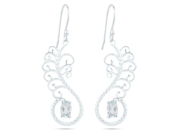 Blue Topaz Earring, Dangle Earring, 925 Silver Earring, Designer Earring, Handmade Earring, Unique Design Earrings, Mother's Day Gift