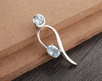 925 Sterling Silver Blue Topaz Pendant