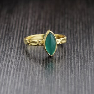 Anillo de ónix verde - Anillo de marquesa - Anillo de plata de ley de ónix de piedra preciosa verde- 5X10 mm- Anillo de piedra preciosa - Anillo de plata de ley 925