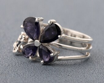 Natural Iolite Ring, Natural Gemstone Ring, 925 Sterling Silver Ring, Handcrafted Earrings, Floral Ring, Anniversary Gift, Mother's Day Gift - Etsy Natural Iolite Ring, Natural Gemstone Ring, 925 Sterling Silver Ring, Handcrafted Earrings, Floral Ring, Anniversary Gift, Mother's Day Gift - Etsy
