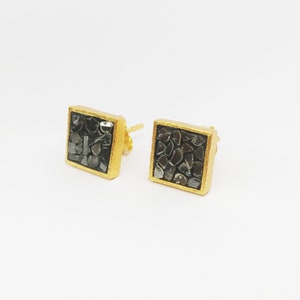 Black Diamond Studs Gold Earrings