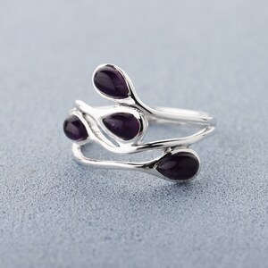 Multi Amethyst Birne Ring - 925 Sterling Silber Amethyst Ring - Amethyst Edelstein Ring